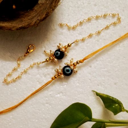 Traditional Rakhi with Acrylic Beads, Metal, Glass